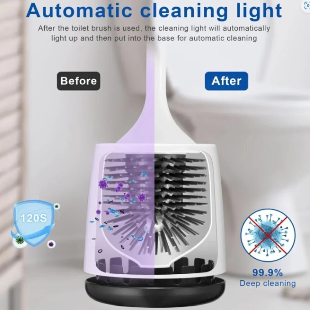 Electric Toilet Brush‎ Silicone Toilet Brush Toilet Bowl Brush and Holder Set